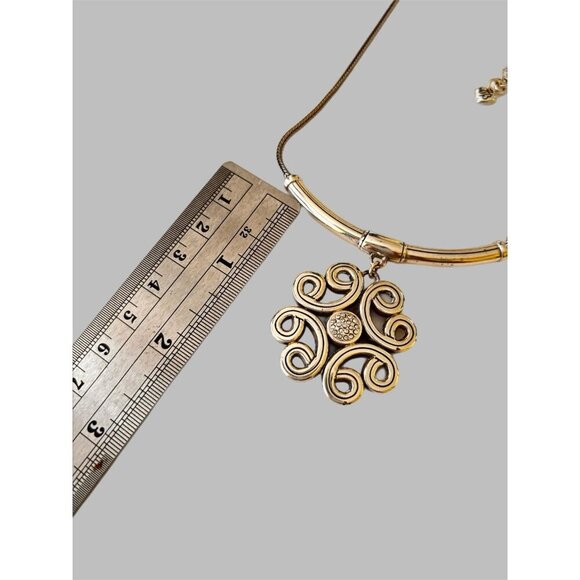 Brighton Celtic Collar Necklace Interlok Medallion Swarovski Crystal Reversible - Picture 4 of 5